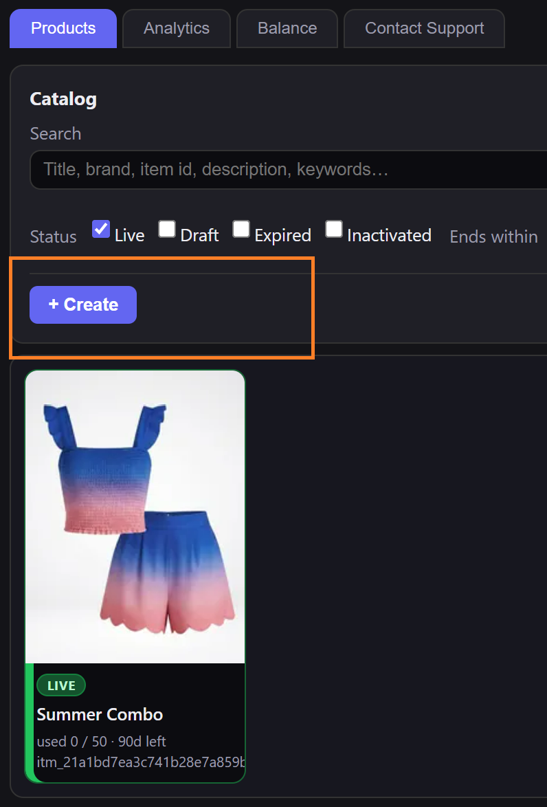 Create a product listing in the OnMee business dashboard