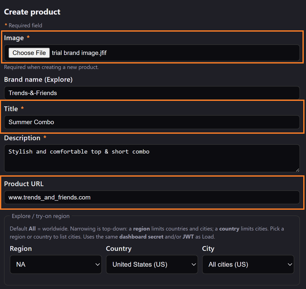 Sponsor try-ons for a product listing